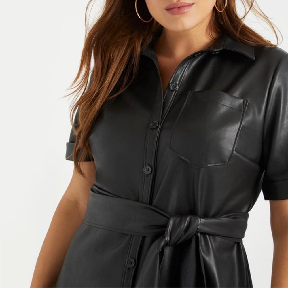 Eloquii Faux Leather Trench Dress Sz 18 - Picture 3 of 12
